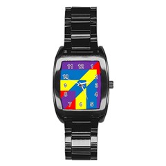 Colorful Red Yellow Blue Purple Stainless Steel Barrel Watch by Grandong