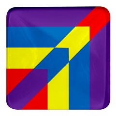 Colorful Red Yellow Blue Purple Square Glass Fridge Magnet (4 Pack) by Grandong