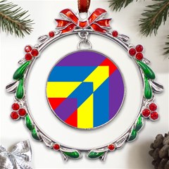 Colorful Red Yellow Blue Purple Metal X mas Wreath Ribbon Ornament by Grandong