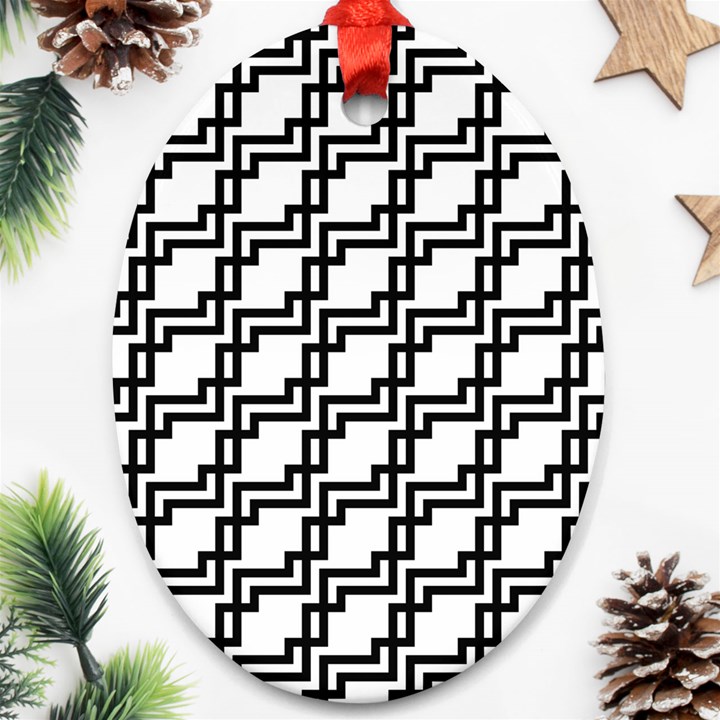 Pattern Monochrome Repeat Oval Ornament (Two Sides)