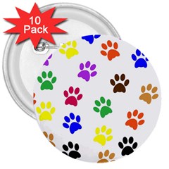 Pawprints Paw Prints Paw Animal 3  Buttons (10 Pack)  by Apen