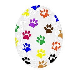 Pawprints Paw Prints Paw Animal Ornament (oval Filigree) by Apen