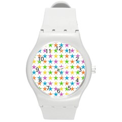 Star Pattern Design Decoration Round Plastic Sport Watch (M)