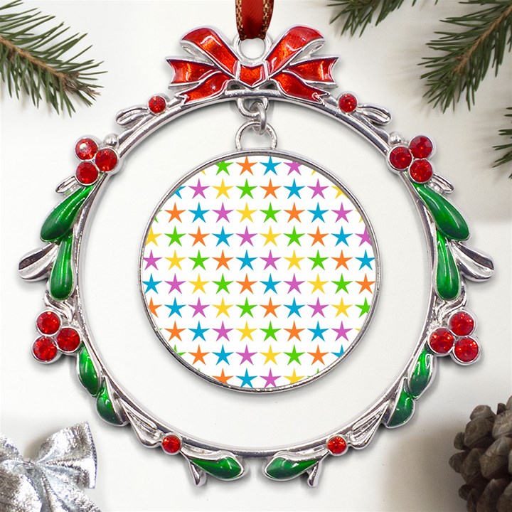 Star Pattern Design Decoration Metal X mas Wreath Ribbon Ornament