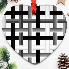 Seamless Stripe Pattern Lines Heart Ornament (Two Sides)