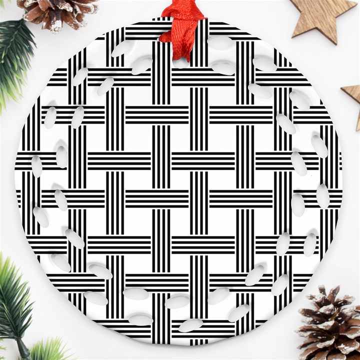 Seamless Stripe Pattern Lines Ornament (Round Filigree)