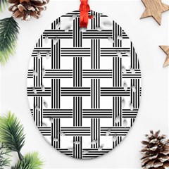 Seamless Stripe Pattern Lines Oval Filigree Ornament (Two Sides)