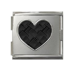 Diagonal Square Black Background Mega Link Heart Italian Charm (18mm) by Apen