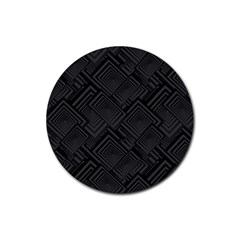 Diagonal Square Black Background Rubber Coaster (round)