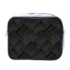 Diagonal Square Black Background Mini Toiletries Bag (one Side) by Apen