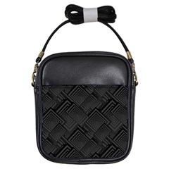 Diagonal Square Black Background Girls Sling Bag