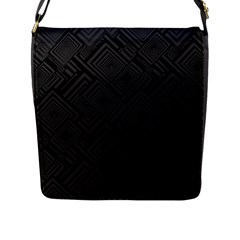 Diagonal Square Black Background Flap Closure Messenger Bag (l)