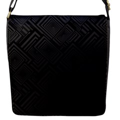 Diagonal Square Black Background Flap Closure Messenger Bag (s)