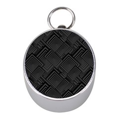 Diagonal Square Black Background Mini Silver Compasses by Apen