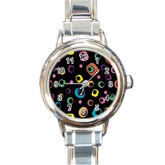 Abstract Background Retro 60s 70s Round Italian Charm Watch