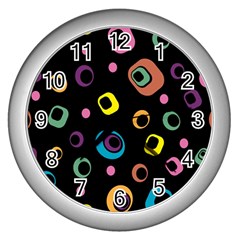 Abstract Background Retro 60s 70s Wall Clock (silver)