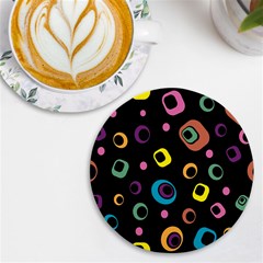 Abstract Background Retro 60s 70s Uv Print Round Tile Coaster by Apen