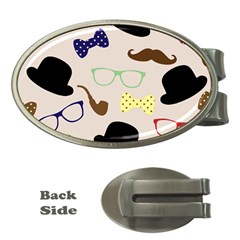 Moustache Hat Bowler Bowler Hat Money Clips (oval)  by Apen