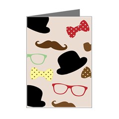 Moustache Hat Bowler Bowler Hat Mini Greeting Card by Apen