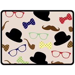 Moustache Hat Bowler Bowler Hat Fleece Blanket (large)