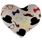 Moustache Hat Bowler Bowler Hat Large 19  Premium Heart Shape Cushions Front