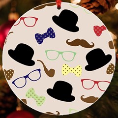 Moustache Hat Bowler Bowler Hat Uv Print Acrylic Ornament Round by Apen