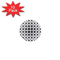 Square Diagonal Pattern Monochrome 1  Mini Buttons (10 Pack)  by Apen