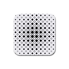 Square Diagonal Pattern Monochrome Rubber Square Coaster (4 Pack) by Apen