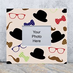 Moustache Hat Bowler Bowler Hat White Wall Photo Frame 5  X 7 