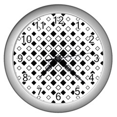 Square Diagonal Pattern Monochrome Wall Clock (silver) by Apen