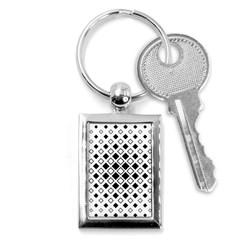 Square Diagonal Pattern Monochrome Key Chain (rectangle) by Apen