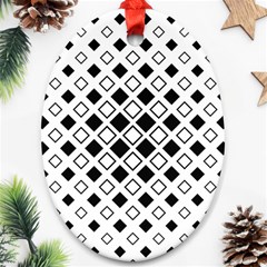 Square Diagonal Pattern Monochrome Oval Ornament (two Sides) by Apen