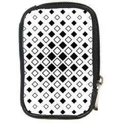 Square Diagonal Pattern Monochrome Compact Camera Leather Case by Apen