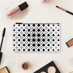 Square Diagonal Pattern Monochrome Cosmetic Bag (Small) Front