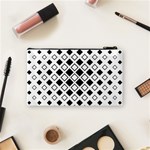 Square Diagonal Pattern Monochrome Cosmetic Bag (Small) Back