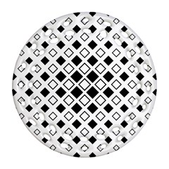 Square Diagonal Pattern Monochrome Ornament (round Filigree) by Apen