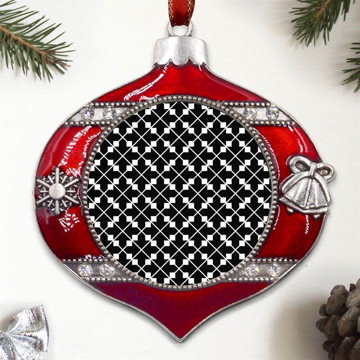 Abstract Background Arrow Metal Snowflake And Bell Red Ornament