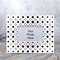 Square Diagonal Pattern Monochrome White Tabletop Photo Frame 4 x6  by Apen