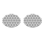 Pattern Star Repeating Black White Cufflinks (Oval) Front(Pair)