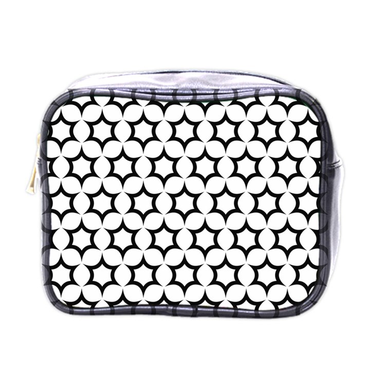 Pattern Star Repeating Black White Mini Toiletries Bag (One Side)