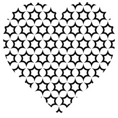 Pattern Star Repeating Black White Wooden Puzzle Heart