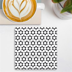 Pattern Star Repeating Black White Uv Print Square Tile Coaster  by Apen