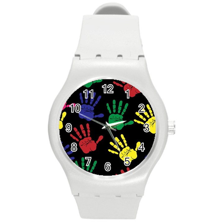 Ellipse Pattern Background Round Plastic Sport Watch (M)