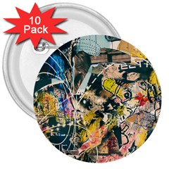 Art Graffiti Abstract Vintage Lines 3  Buttons (10 Pack)  by Amaryn4rt