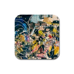 Art Graffiti Abstract Vintage Lines Rubber Square Coaster (4 Pack) by Amaryn4rt