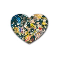 Art Graffiti Abstract Vintage Lines Rubber Coaster (heart) by Amaryn4rt