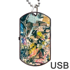 Art Graffiti Abstract Vintage Lines Dog Tag Usb Flash (two Sides) by Amaryn4rt