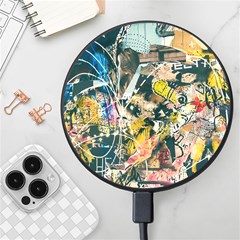 Art Graffiti Abstract Vintage Lines Wireless Fast Charger(black) by Amaryn4rt