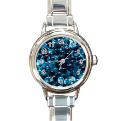 Blue Abstract Balls Spheres Round Italian Charm Watch by Amaryn4rt