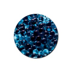 Blue Abstract Balls Spheres Rubber Coaster (round) by Amaryn4rt